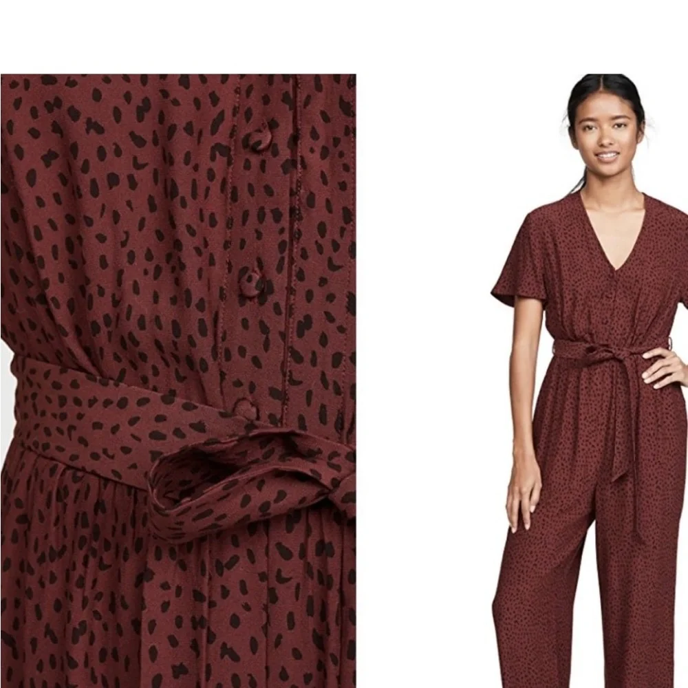 Rails Maroon Polka dot Jumpsuit S - Picture 2 of 5